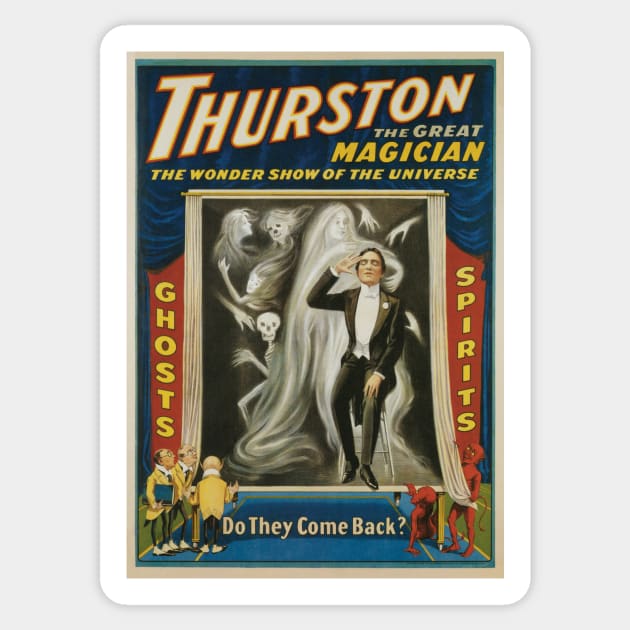 Vintage Magic Poster Art, Thurston, the Great Magician Sticker by MasterpieceCafe